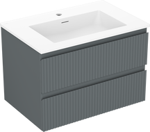 Mexen Rivel vonios spintelė 70 cm su kriaukle Otis, 2 stalčiai, rifliuota, grafito matinė/balta matinė -