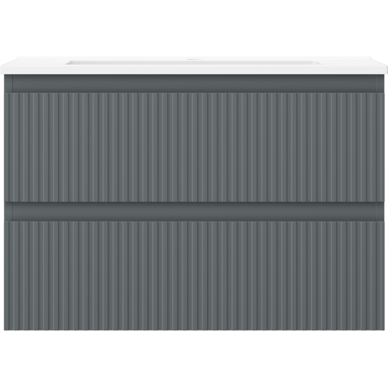 Mexen Rivel vonios spintelė 70 cm su kriaukle Otis, 2 stalčiai, rifliuota, grafito matinė/balta matinė -