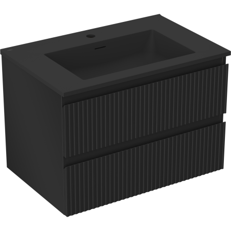 Mexen Rivel vonios spintelė 70 cm su Otis kriaukle, 2 stalčiai, raižyta, juoda matinė - 91A20-07047-2-BFF71-W18M71