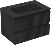 Mexen Rivel vonios spintelė 70 cm su Otis kriaukle, 2 stalčiai, raižyta, juoda matinė - 91A20-07047-2-BFF71-W18M71