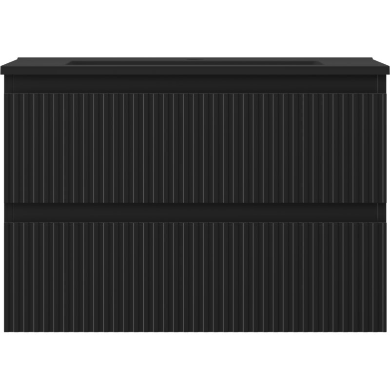 Mexen Rivel vonios spintelė 70 cm su Otis kriaukle, 2 stalčiai, raižyta, juoda matinė - 91A20-07047-2-BFF71-W18M71