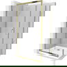 Mexen Apia stumdomoji dušo kabina 90 x 80 cm, permatoma, auksinė + Flat padėklas, baltas - 840-090-080-50-00-4010G
