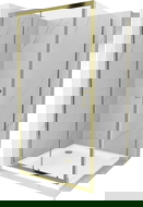 Mexen Apia 90 x 90 cm stumdoma dušo kabina, permatoma, auksinė + Flat padėklas, baltas- 840-090-090-50-00-4010G