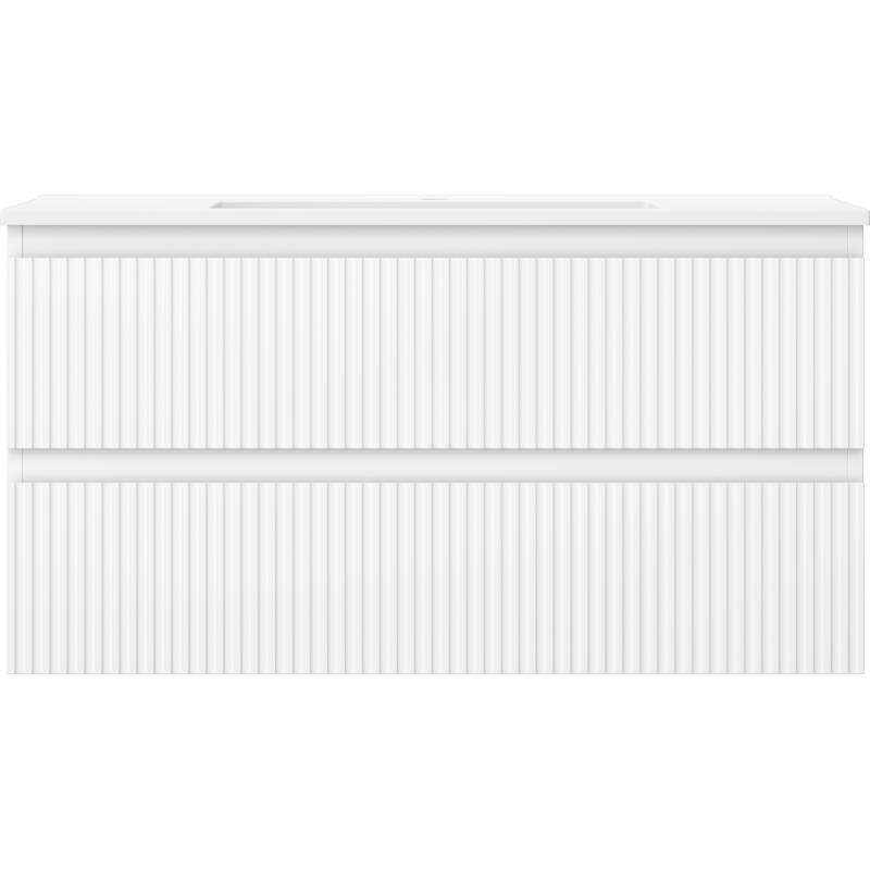 Mexen Rivel vonios kambario spintelė 90 cm su Otis praustuvu, 2 stalčiai, rifliuota, balta matinė - 91A20-09047-2-BFF01-W18M01