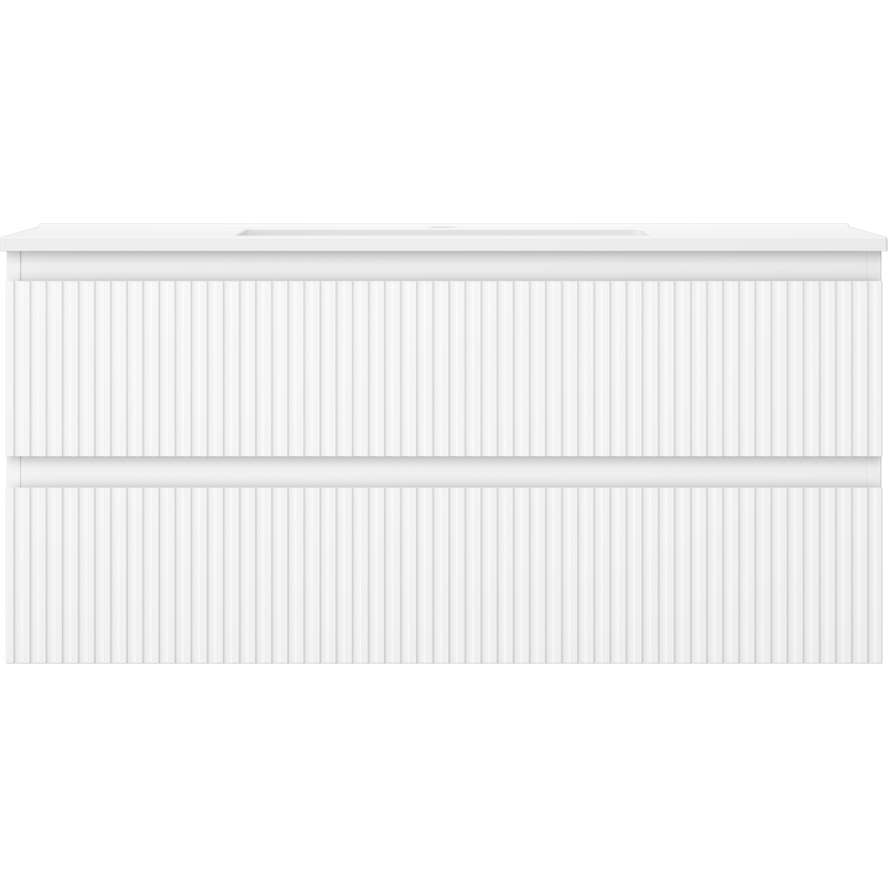 Mexen Rivel vonios kambario spintelė 100 cm su Otis kriaukle, 2 stalčiai, grioveliai, balta matinė - 91A20-10047-2-BFF01-W18M01