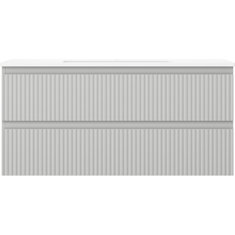 Mexen Rivel vonios spintelė Otis, 100 cm su kriaukle, 2 stalčiai, rifiuota, pilka matinė/balta matinė