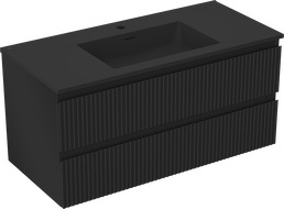 Mexen Rivel vonios kambario spintelė 100 cm su Otis praustuvu, 2 stalčiai, juoda matinė - 91A20-10047-2-BFF71-W18M71