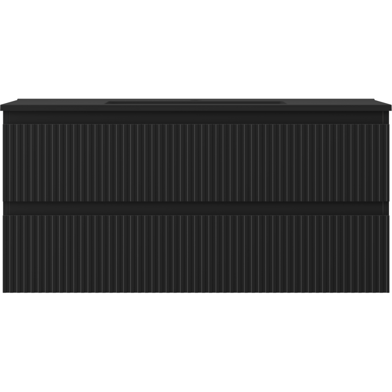 Mexen Rivel vonios kambario spintelė 100 cm su Otis praustuvu, 2 stalčiai, juoda matinė - 91A20-10047-2-BFF71-W18M71