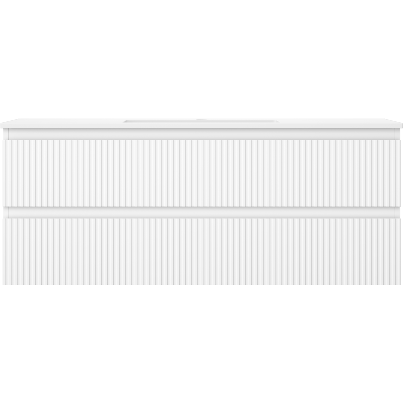 Mexen Rivel vonios kambario spintelė 120 cm su Otis praustuvu, 2 stalčiai, rifliuota, balta matinė - 91A20-12047-2-BFF01-W18M01