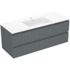 Mexen Rivel vonios spintelė 120 cm su praustuvu Otis, 2 stalčiai, rifliuota, grafito matinė/balta matinė -