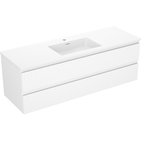 Mexen Rivel vonios kambario spintelė 140 cm su Otis praustuvu, 2 stalčiai, grublėta, balta matinė - 91A20-14047-2-BFF01-W18M01