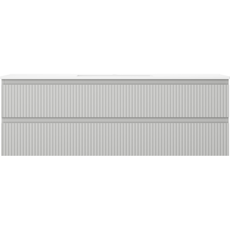 Mexen Rivel 140 cm vonios kambario spintelė su kriaukle Otis, 2 stalčiai, grioveliai, pilka matinė / balta matinė -