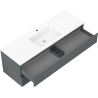 Mexen Rivel vonios spintelė 140 cm su praustuvu Otis, 2 stalčiai, su grioveliais, grafito matinė/balta matinė -