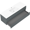 Mexen Rivel vonios spintelė 140 cm su praustuvu Otis, 2 stalčiai, su grioveliais, grafito matinė/balta matinė -