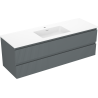 Mexen Rivel vonios spintelė 140 cm su praustuvu Otis, 2 stalčiai, su grioveliais, grafito matinė/balta matinė -