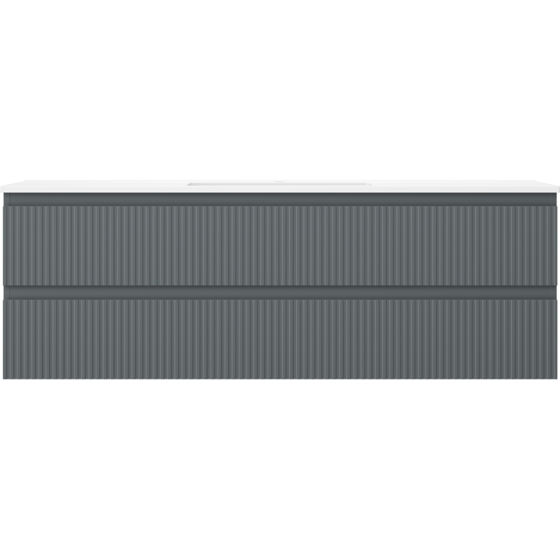 Mexen Rivel vonios spintelė 140 cm su praustuvu Otis, 2 stalčiai, su grioveliais, grafito matinė/balta matinė -