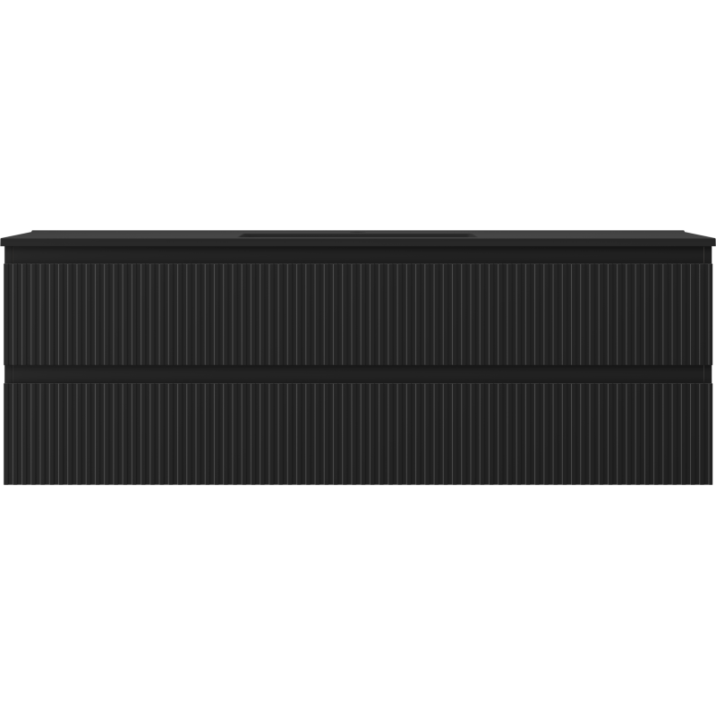 Mexen Rivel vonios spintelė 140 cm su Otis praustuvu, 2 stalčiai, rievuota, juoda matinė - 91A20-14047-2-BFF71-W18M71