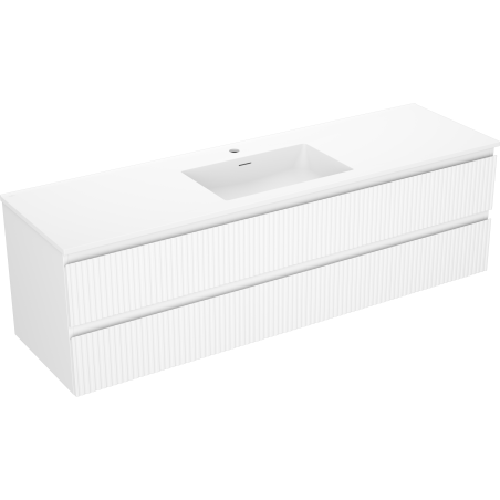 Mexen Rivel vonios spintelė 160 cm su Otis praustuvu, 2 stalčiai, griovelinė, balta matinė - 91A20-16047-2-BFF01-W18M01