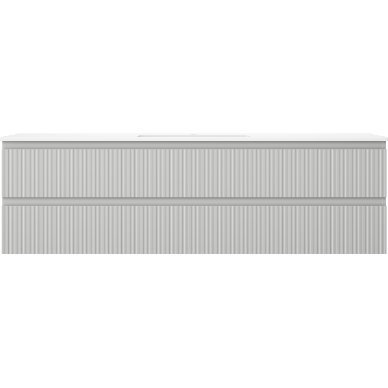 Mexen Rivel vonios spintelė 160 cm su kriaukle Otis, 2 stalčiai, rifliuota, pilka matinė/balta matinė -