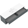 Mexen Rivel vonios spintelė 160 cm su praustuvu Otis, 2 stalčiai, grioveliais, grafito matinė/balta matinė -