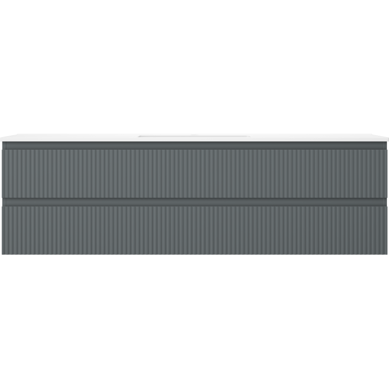 Mexen Rivel vonios spintelė 160 cm su praustuvu Otis, 2 stalčiai, grioveliais, grafito matinė/balta matinė -