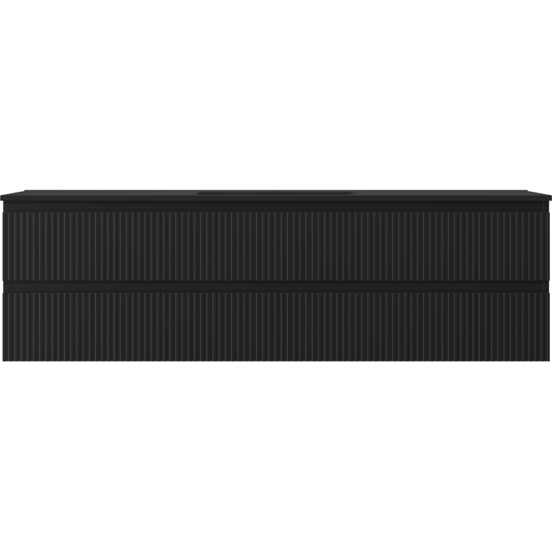 Mexen Rivel vonios spintelė 160 cm su Otis praustuvu, 2 stalčiai, griovelinė, juoda matinė - 91A20-16047-2-BFF71-W18M71