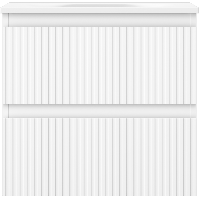 Mexen Rivel vonios kambario spintelė 50 cm su kriaukle Vela, 2 stalčiai, briaunuota, balta matinė - 91A20-05047-2-BFF01-W23M01