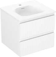 Mexen Rivel vonios kambario spintelė 50 cm su kriaukle Vela, 2 stalčiai, briaunuota, balta matinė - 91A20-05047-2-BFF01-W23M01