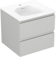 Mexen Rivel vonios spintelė 50 cm su Vela praustuvu, 2 stalčiai, rifliuota, pilka matinė/balta matinė