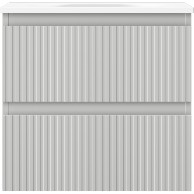 Mexen Rivel vonios spintelė 50 cm su Vela praustuvu, 2 stalčiai, rifliuota, pilka matinė/balta matinė