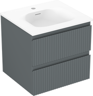 Mexen Rivel vonios spintelė 50 cm su praustuvu Vela, 2 stalčiai, grioveliais, matinė grafito/balta