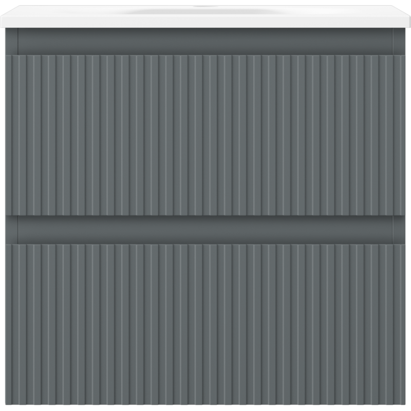 Mexen Rivel vonios spintelė 50 cm su praustuvu Vela, 2 stalčiai, grioveliais, matinė grafito/balta