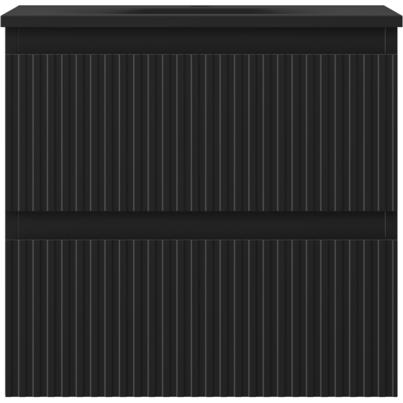 Mexen Rivel vonios spintelė 50 cm su praustuvu Vela, 2 stalčiai, rifliuota, juoda matinė - 91A20-05047-2-BFF71-W23M71