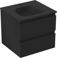 Mexen Rivel vonios spintelė 50 cm su praustuvu Vela, 2 stalčiai, rifliuota, juoda matinė - 91A20-05047-2-BFF71-W23M71