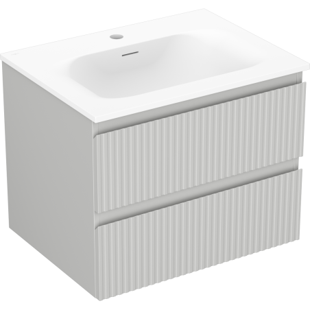 Mexen Rivel vonios spintelė 60 cm su kriaukle Vela, 2 stalčiai, gofruota, pilkas matinis/baltas matinis