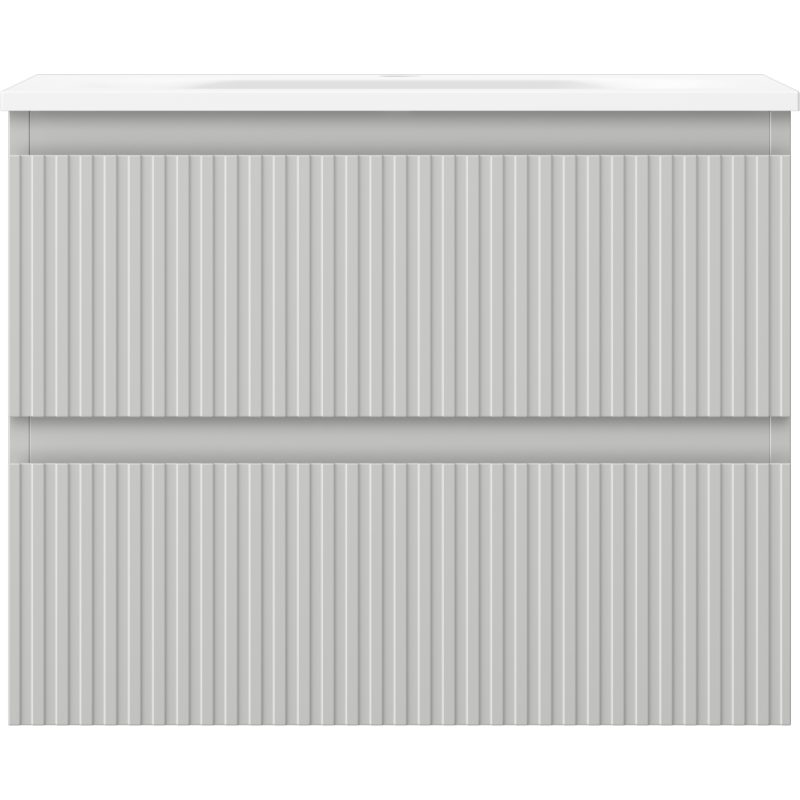 Mexen Rivel vonios spintelė 60 cm su kriaukle Vela, 2 stalčiai, gofruota, pilkas matinis/baltas matinis