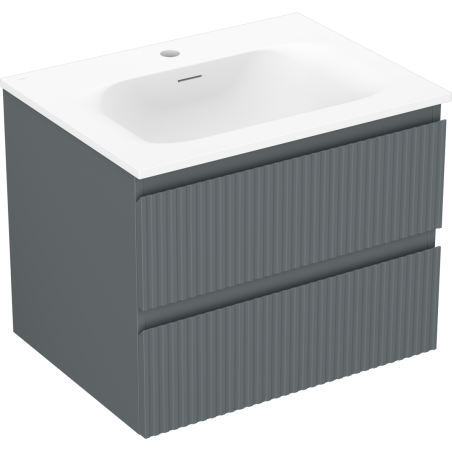 Mexen Rivel vonios spintelė 60 cm su kriaukle Vela, 2 stalčiai, rifliuota, matinė grafito/balta - 91A20-06047-2-BFF66-W23M0