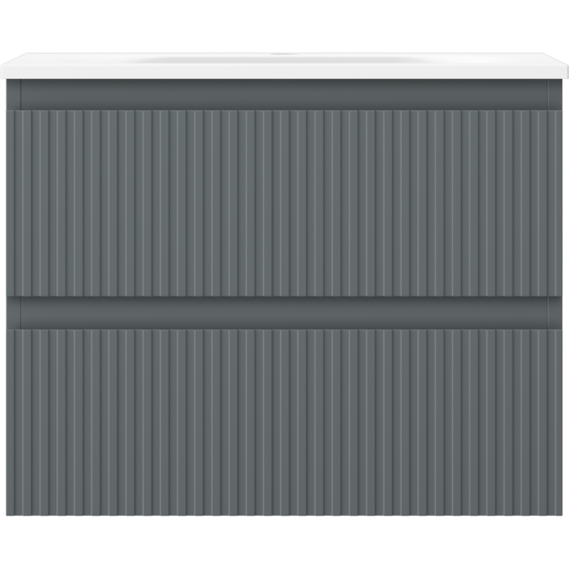 Mexen Rivel vonios spintelė 60 cm su kriaukle Vela, 2 stalčiai, rifliuota, matinė grafito/balta - 91A20-06047-2-BFF66-W23M0