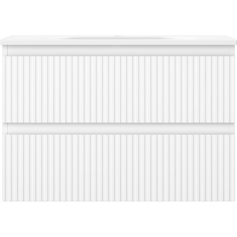 Mexen Rivel vonios kambario spintelė 70 cm su Vela kriaukle, 2 stalčiai, grioveliais, balta matinė - 91A20-07047-2-BFF01-W23M01