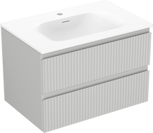 Mexen Rivel vonios spintelė 70 cm su praustuvu Vela, 2 stalčiai, rifliuota, pilka matinė/balta matinė