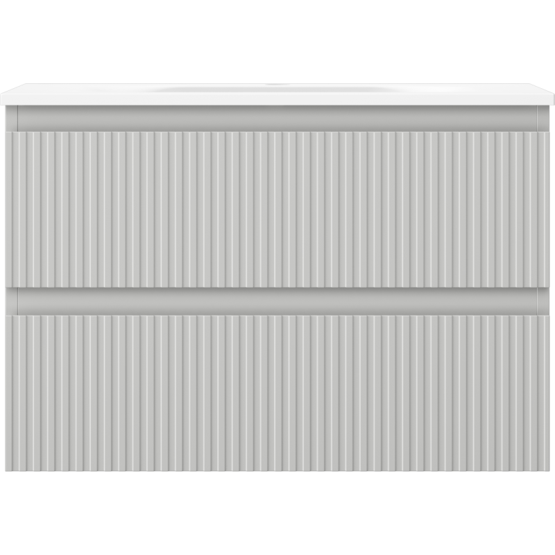 Mexen Rivel vonios spintelė 70 cm su praustuvu Vela, 2 stalčiai, rifliuota, pilka matinė/balta matinė