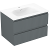 Mexen Rivel vonios spintelė 70 cm su praustuvu Vela, 2 stalčiai, grioveliuota, grafito matinė/balta matinė -