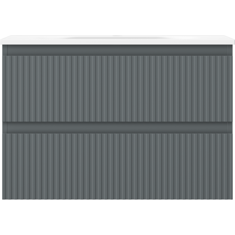 Mexen Rivel vonios spintelė 70 cm su praustuvu Vela, 2 stalčiai, grioveliuota, grafito matinė/balta matinė -