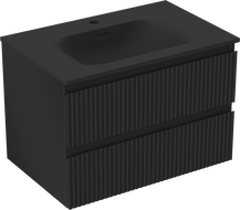 Mexen Rivel vonios spintele 70 cm su Vela kriaukle, 2 stalčiai, rifliuotas, juodas matinis - 91A20-07047-2-BFF71-W23M71