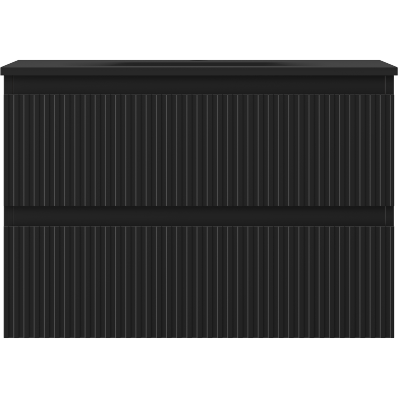 Mexen Rivel vonios spintele 70 cm su Vela kriaukle, 2 stalčiai, rifliuotas, juodas matinis - 91A20-07047-2-BFF71-W23M71