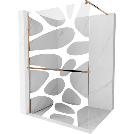 Mexen Kioto+ dušo sienelė su lentyna Walk-in 70 x 200 cm, balta banga, rožinis auksas - 800-070-121-60-97