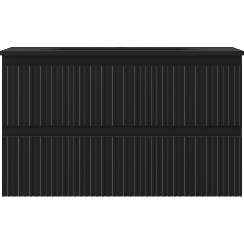 Mexen Rivel vonios spintelė 80 cm su praustuvu Vela, 2 stalčiai, grioveliuota, juoda matinė - 91A20-08047-2-BFF71-W23M71