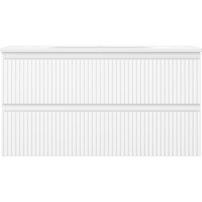 Mexen Rivel vonios kambario spintelė 90 cm su kriaukle Vela, 2 stalčiai, gofruota, balta matinė - 91A20-09047-2-BFF01-W23M01