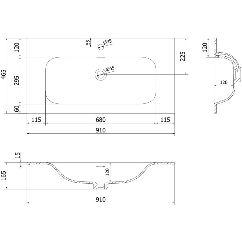 Mexen Rivel vonios spintelė 90 cm su kriaukle Vela, 2 stalčiai, grioveliais , grafito matinė/balta matinė -