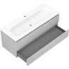 Mexen Rivel vonios spintelė 120 cm su praustuvu Vela, 2 stalčiai, rifliuota, pilka matinė/balta matinė -